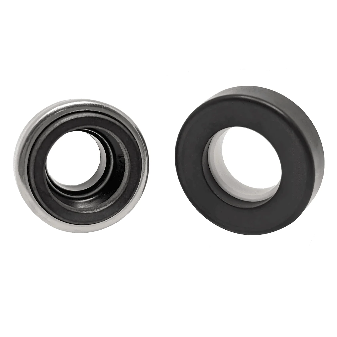 Two mechanical bearings on a white background
