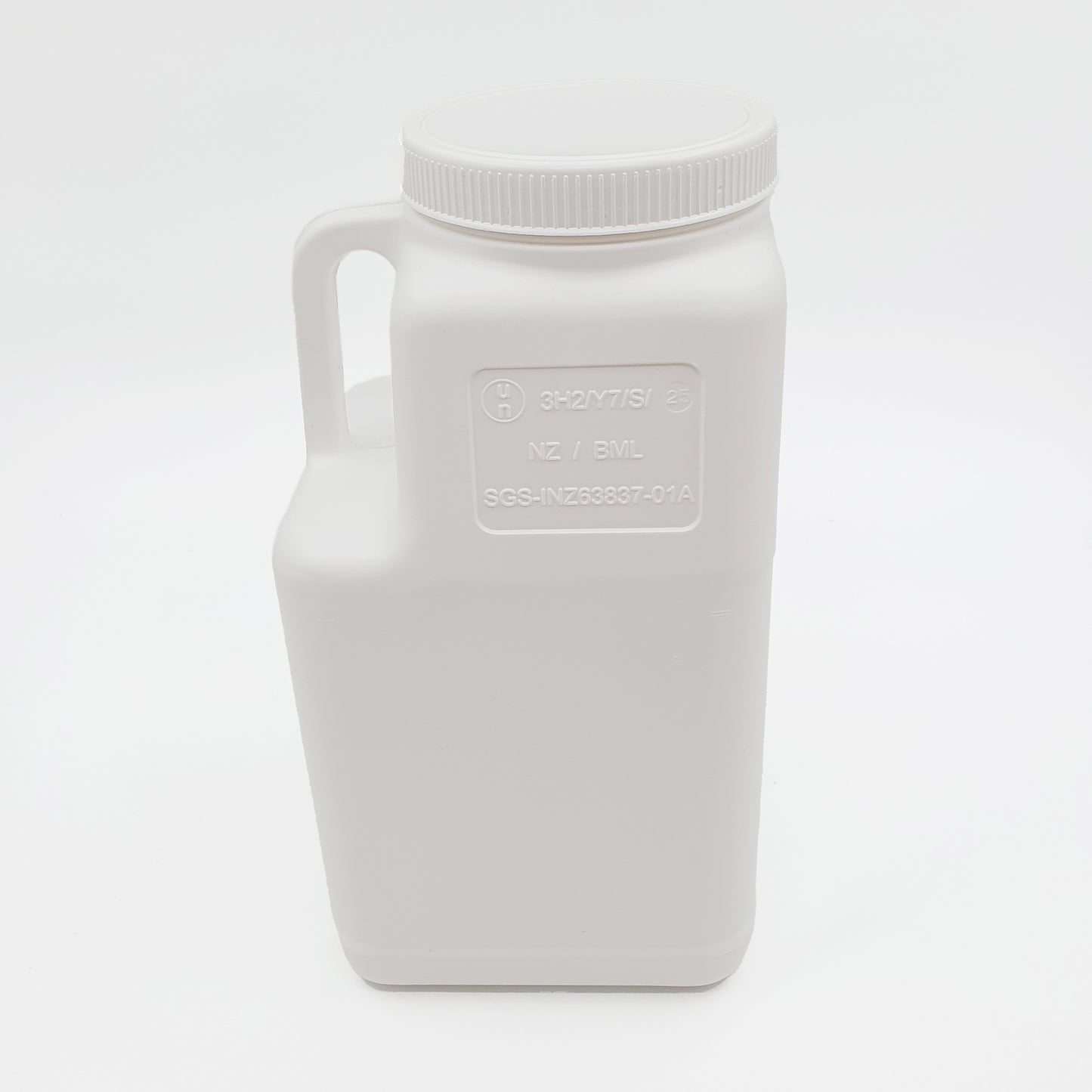 White plastic container with a lid on a white background