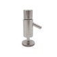 Stainless steel dispenser on a white background