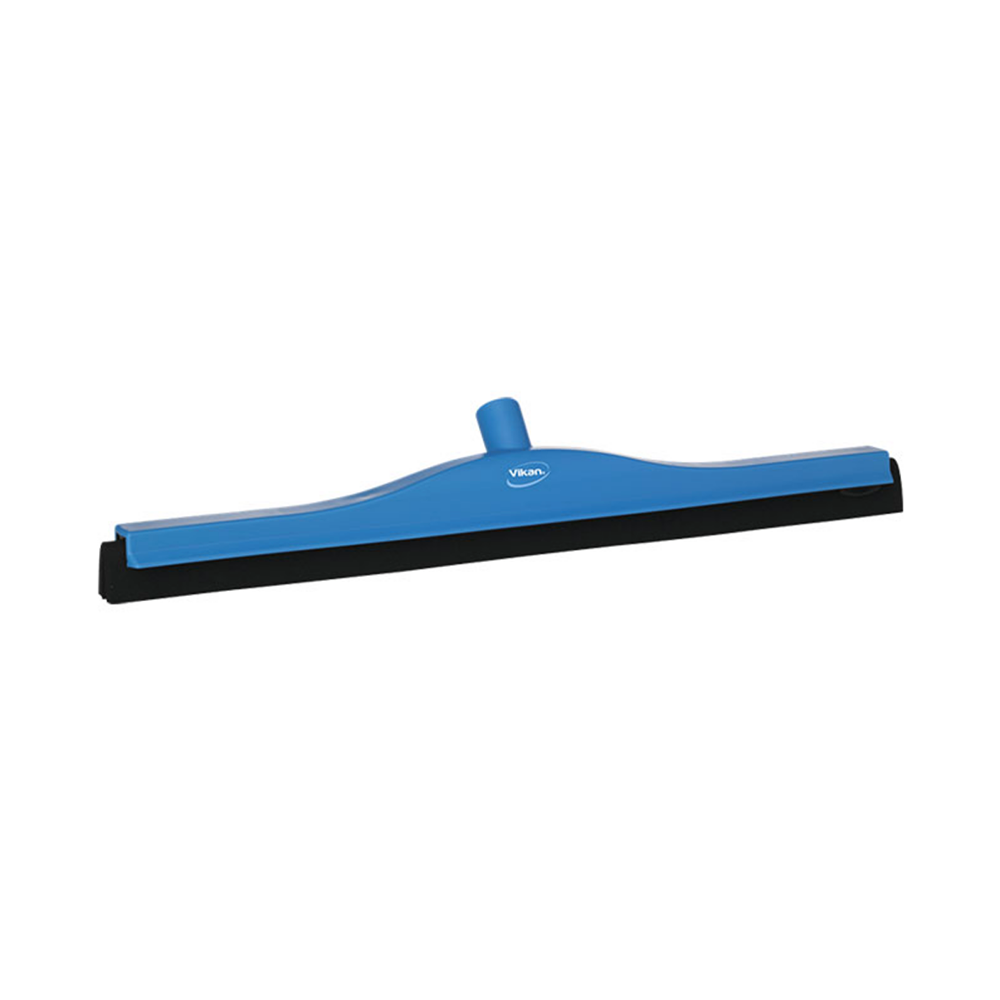 A blue and black Vikan squeegee with a blue handle, shown from a side angle on a plain white background.