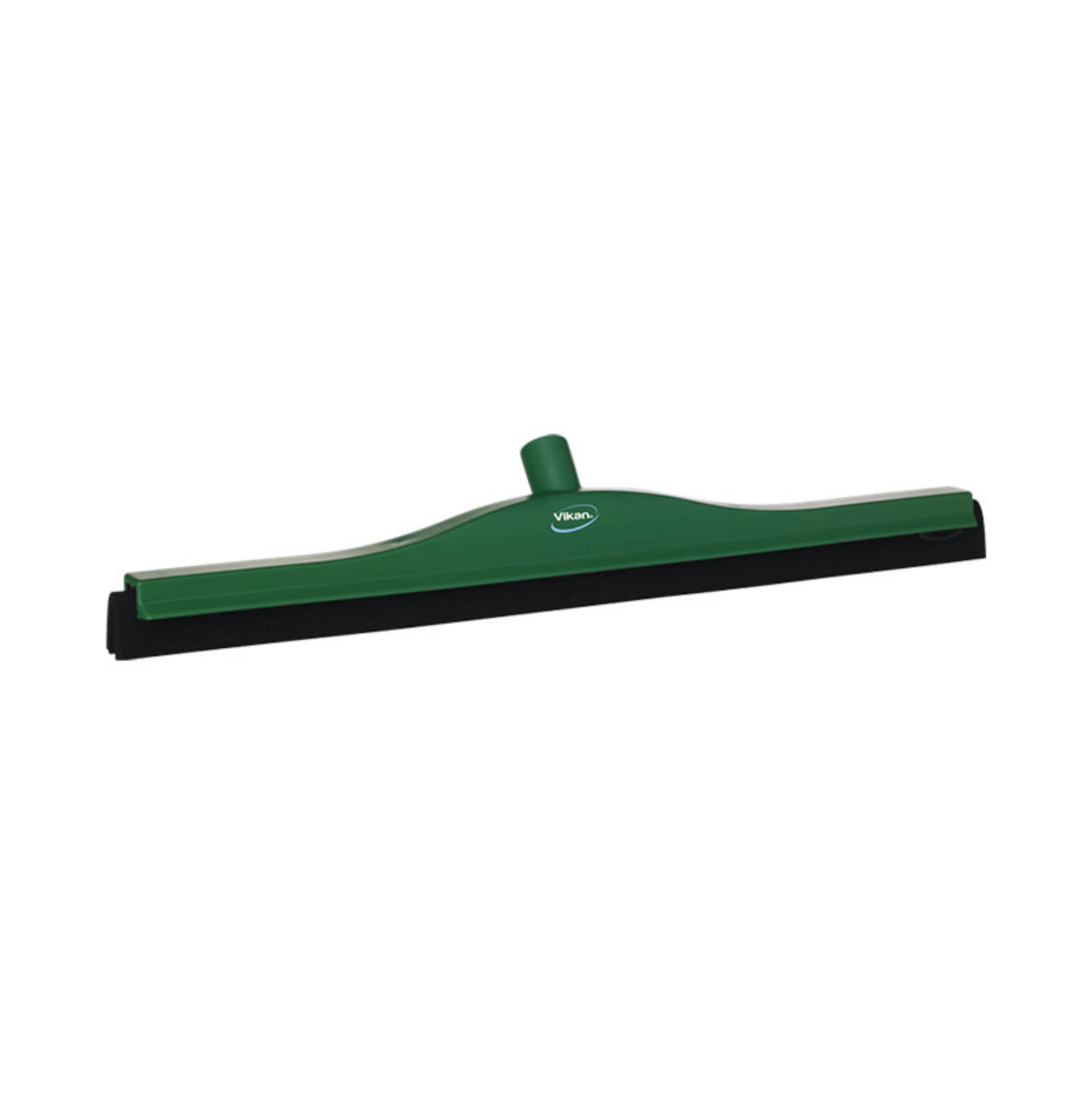 A green Vilkan squeegee with a black rubber blade, shown from a side angle against a plain white background.