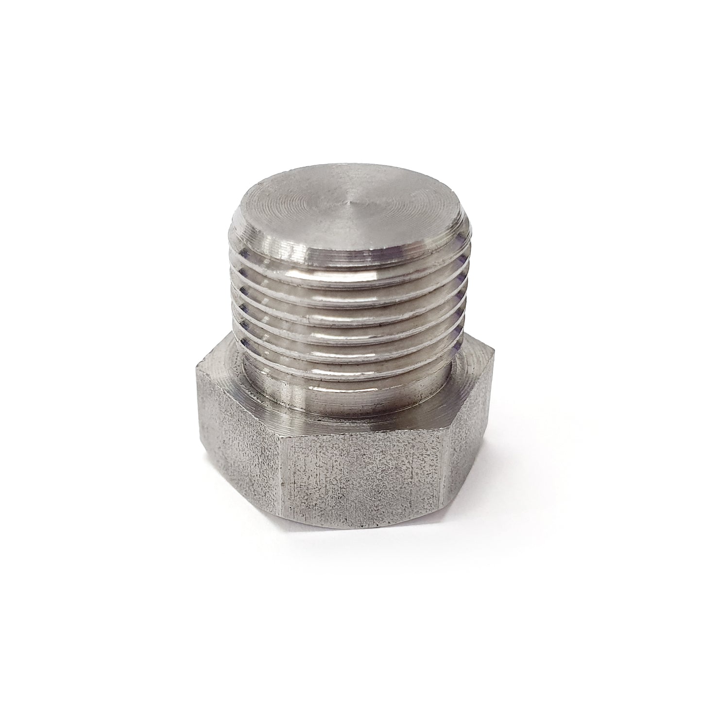 Metal hex nut on a white background