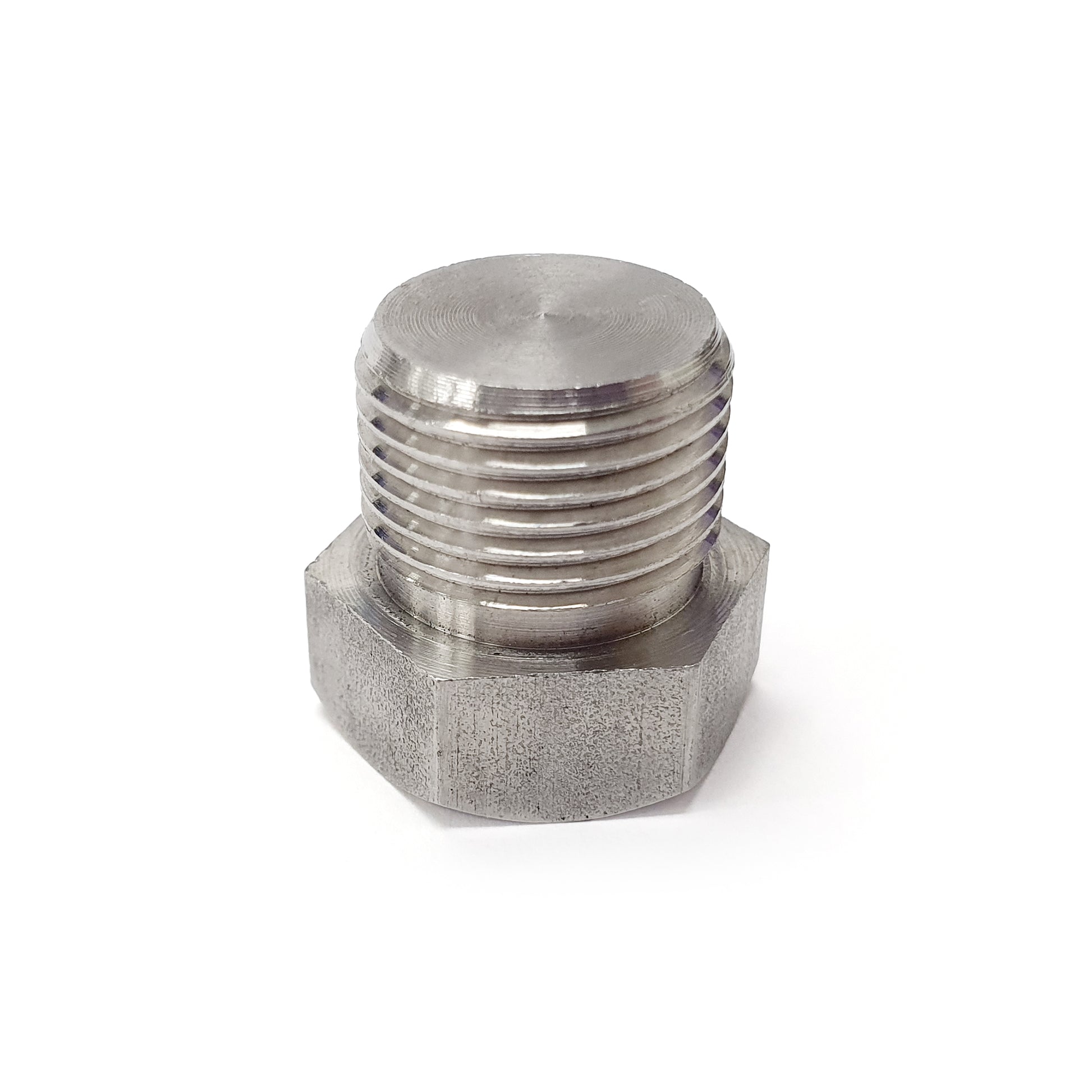 Metal hex nut on a white background