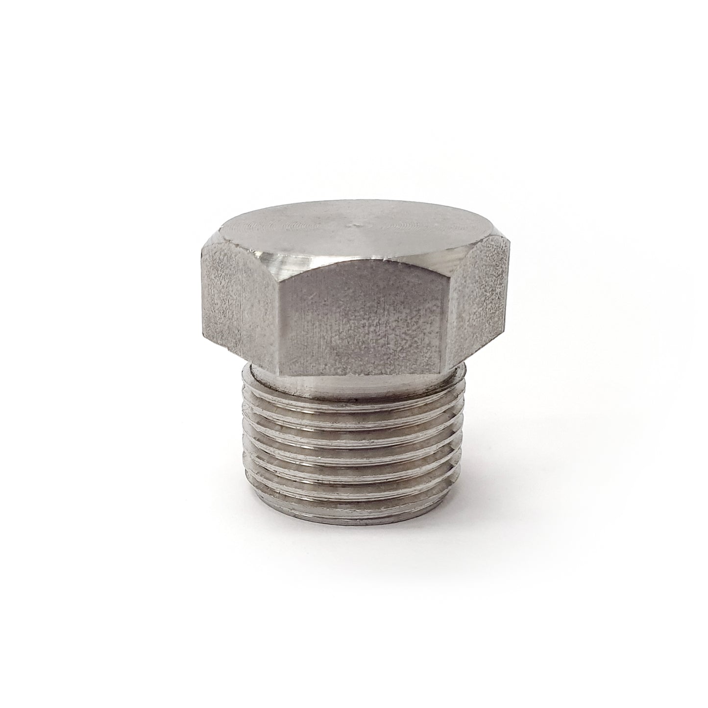 Metal hex bolt on a white background