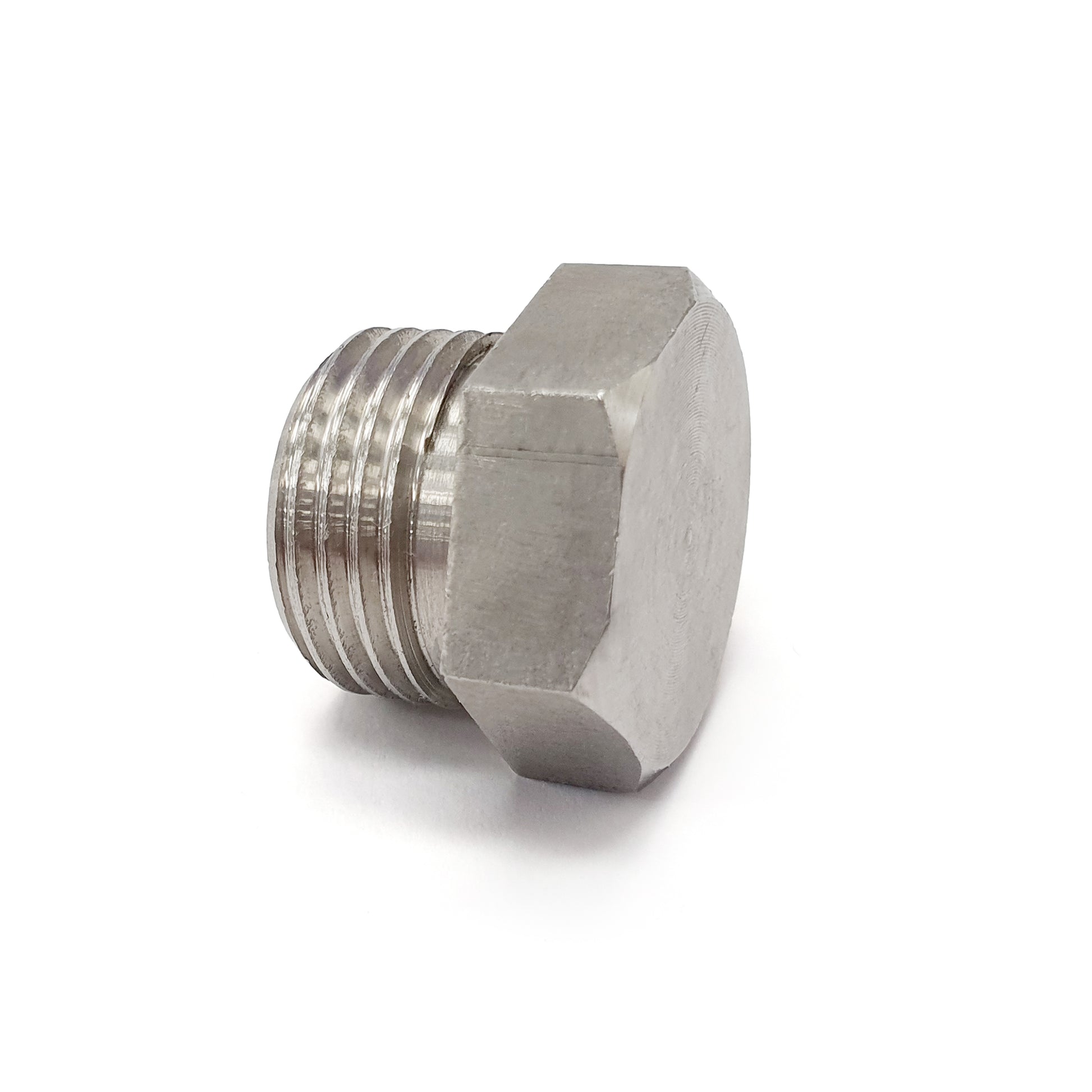 Metal hexagonal fitting on a white background