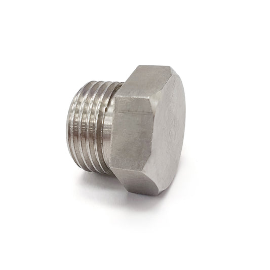Metal hexagonal fitting on a white background