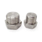 Two metal hex nuts on a white background
