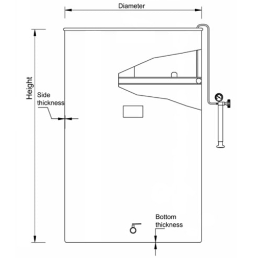 technical drawing of the low form vc tank
