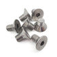 Set of metal screws on a white background