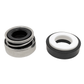 Two mechanical seals, one black and silver, the other black and white, on a white background.
