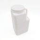 White plastic container with a lid on a white background