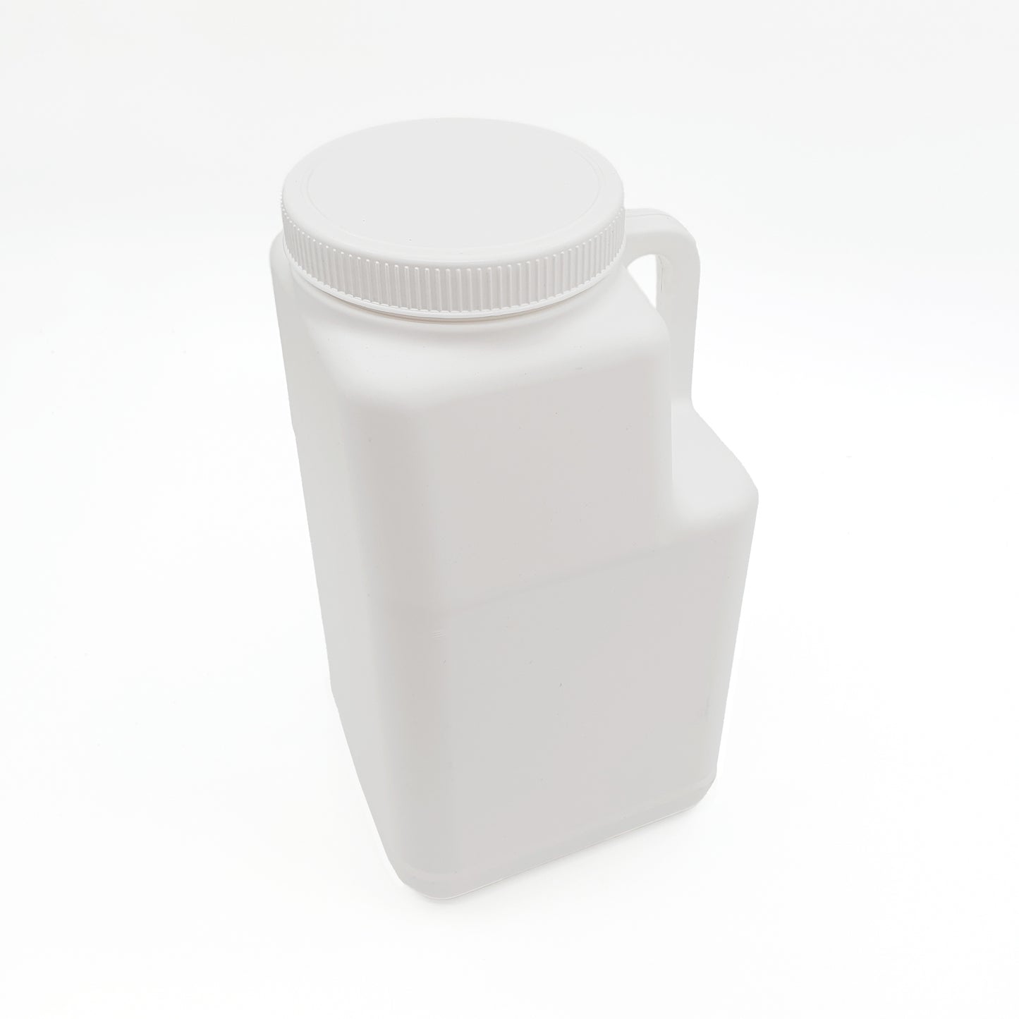 White plastic container with a lid on a white background