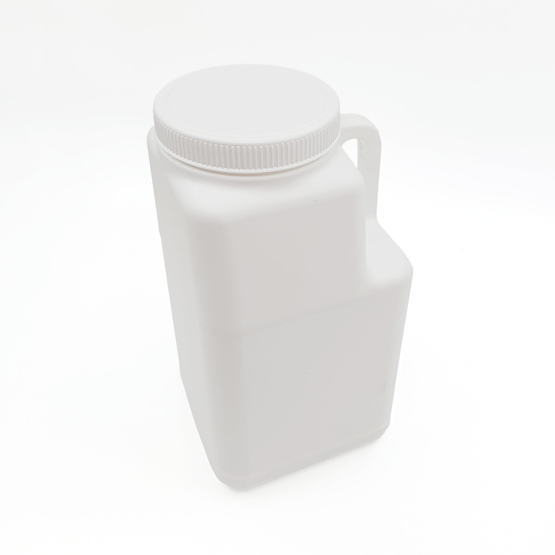 White plastic container with a lid on a white background
