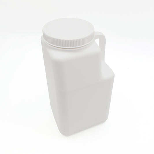 White plastic container with a lid on a white background