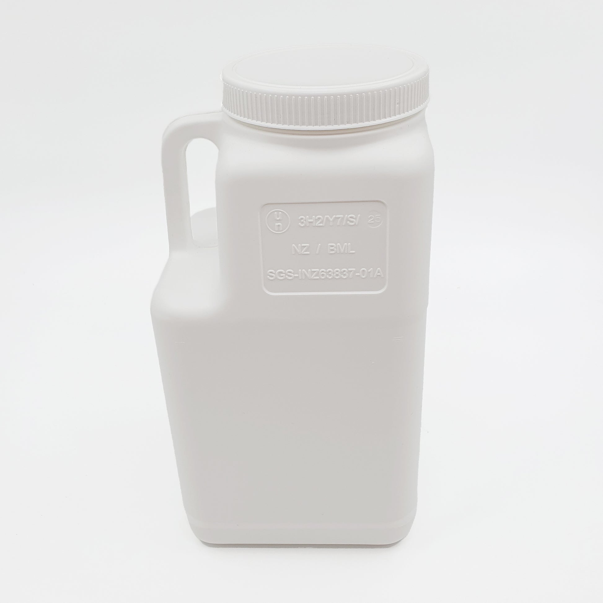 White plastic container with a lid on a white background