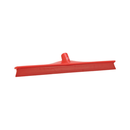 A red plastic squeegee with a flat, wide blade and a short handle, shown against a plain white background.