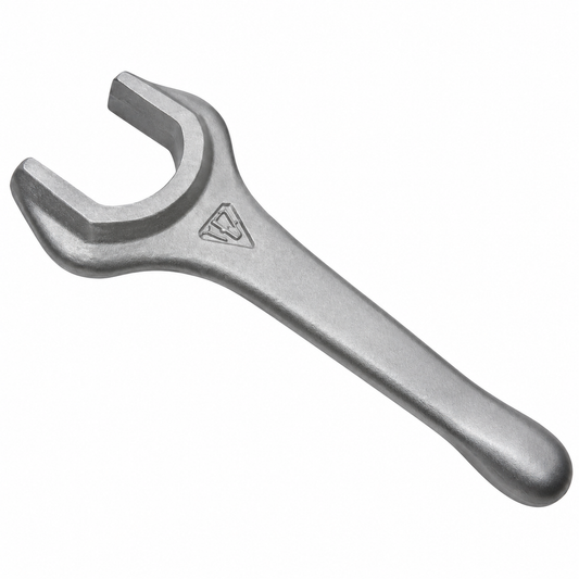 metal rjt hex nut spanner on white background
