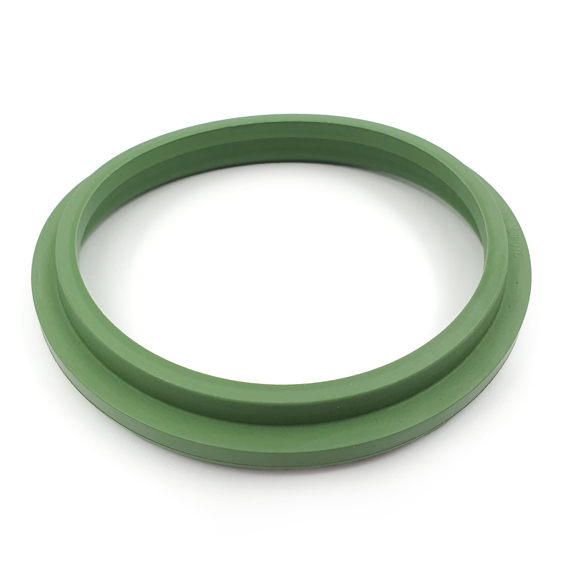 Green rubber rjt step seal on a white background
