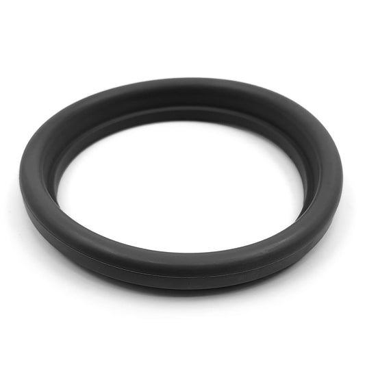 Black rubber gasket on a white background