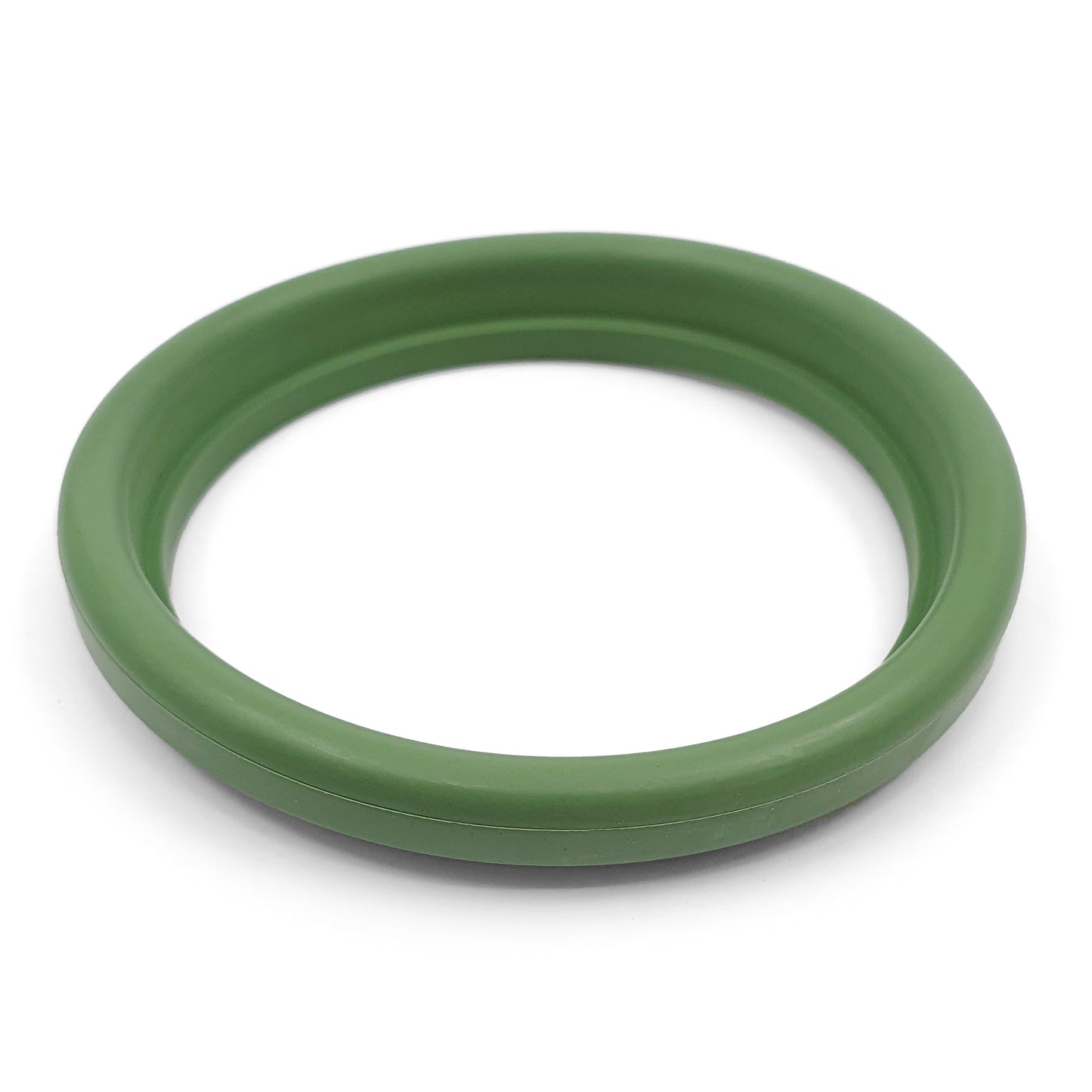 Green rubber gasket on a white background