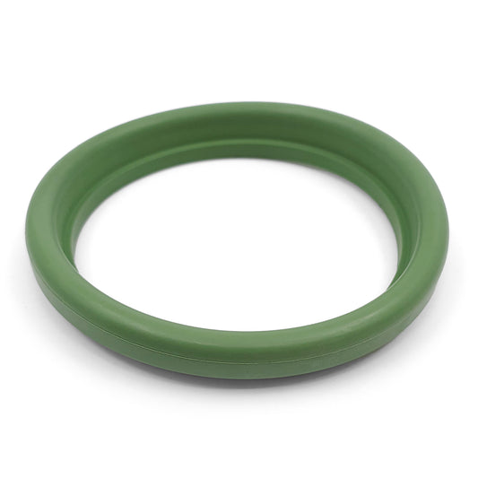 Green rubber gasket on a white background