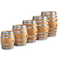 various sizes of wooden wine barrels on a white background
