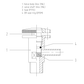 Technical diagram of a valve component with labeled parts on a white background