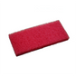 A rectangular red scourer pad with a textured, fibrous surface, shown on a plain white background.
