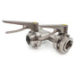 Stainless steel butterfly valve on a white background