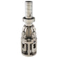 A polished metallic industrial component or mechanical assembly with a cylindrical top section and a multi-part lower body, shown on a plain white background.