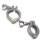 Two metal clamps on a white background