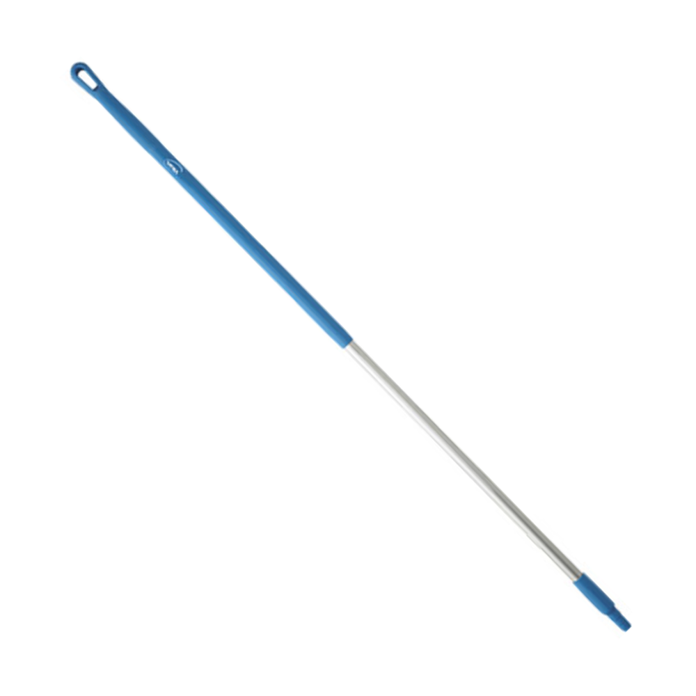 A long-handled cleaning tool with a blue ergonomic handle, a silver metal shaft, and a blue tip, shown diagonally on a plain white background.