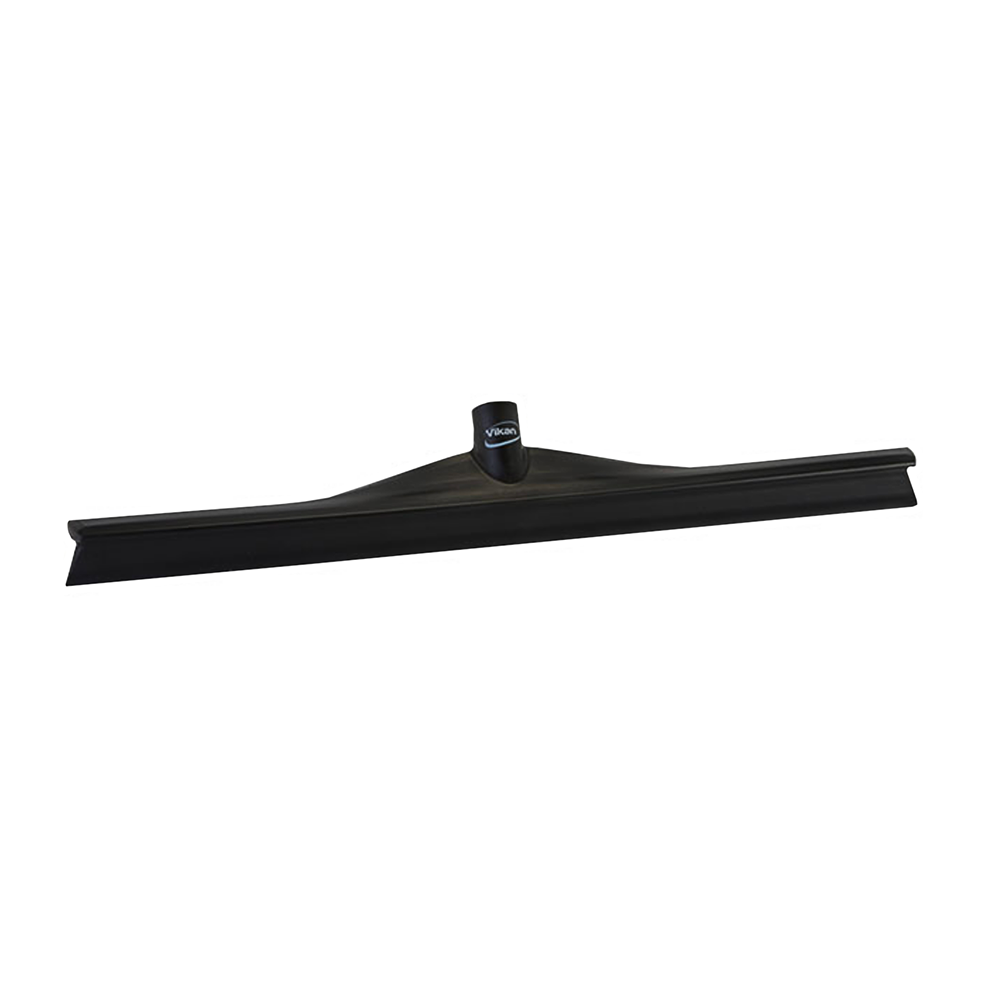 A black rubber squeegee with a black handle and a small black brand label, shown on a plain white background.